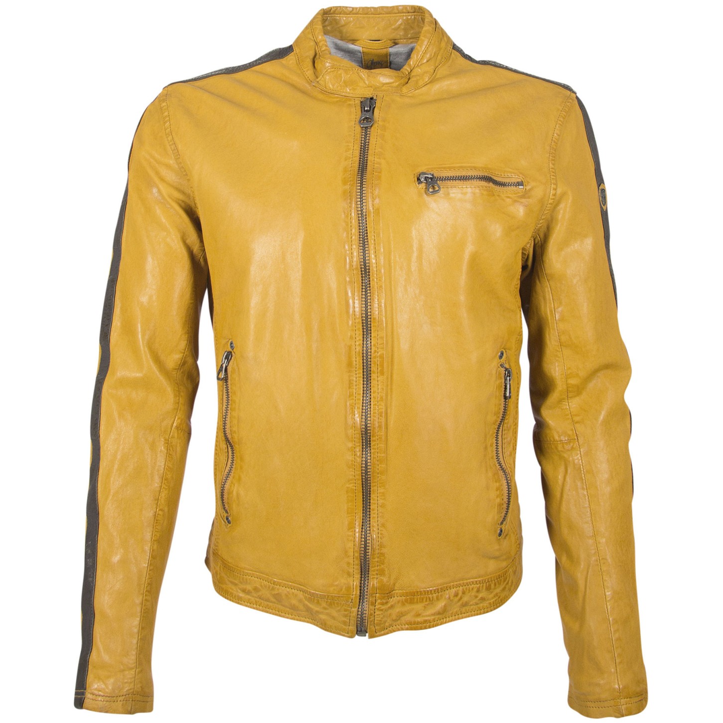 Geaca de Piele Naturala Barbati Gipsy Galbena GBFlori LAROV – IMBRACAMINTE