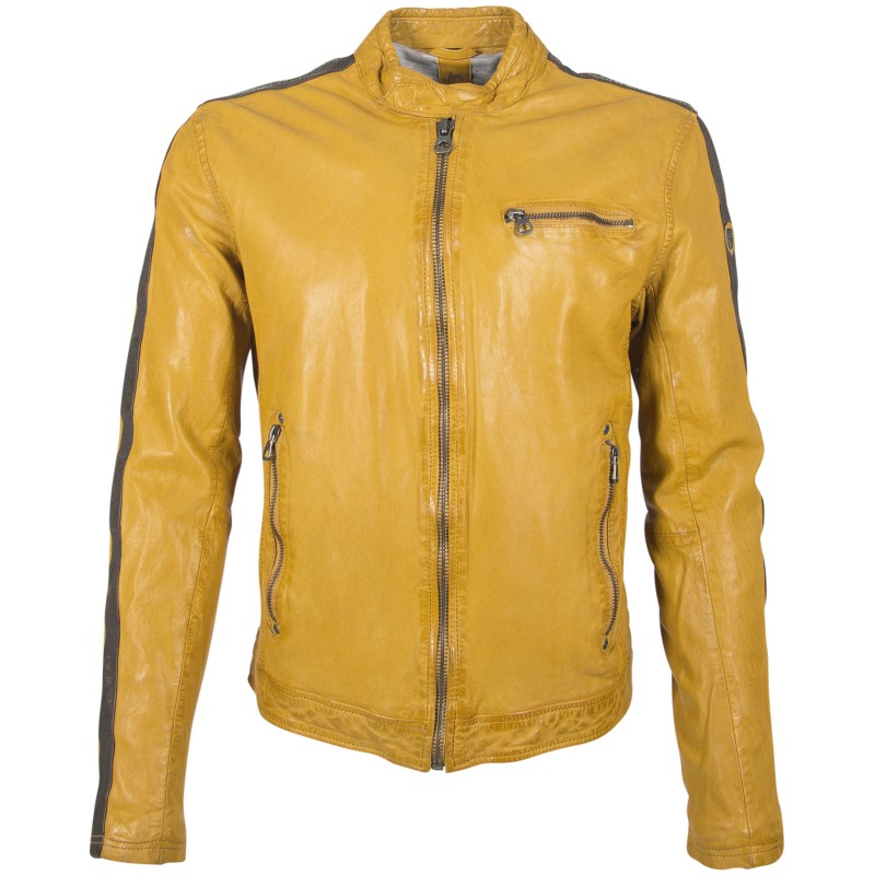 Geaca de Piele Naturala Barbati Gipsy Galbena GBFlori LAROV – IMBRACAMINTE