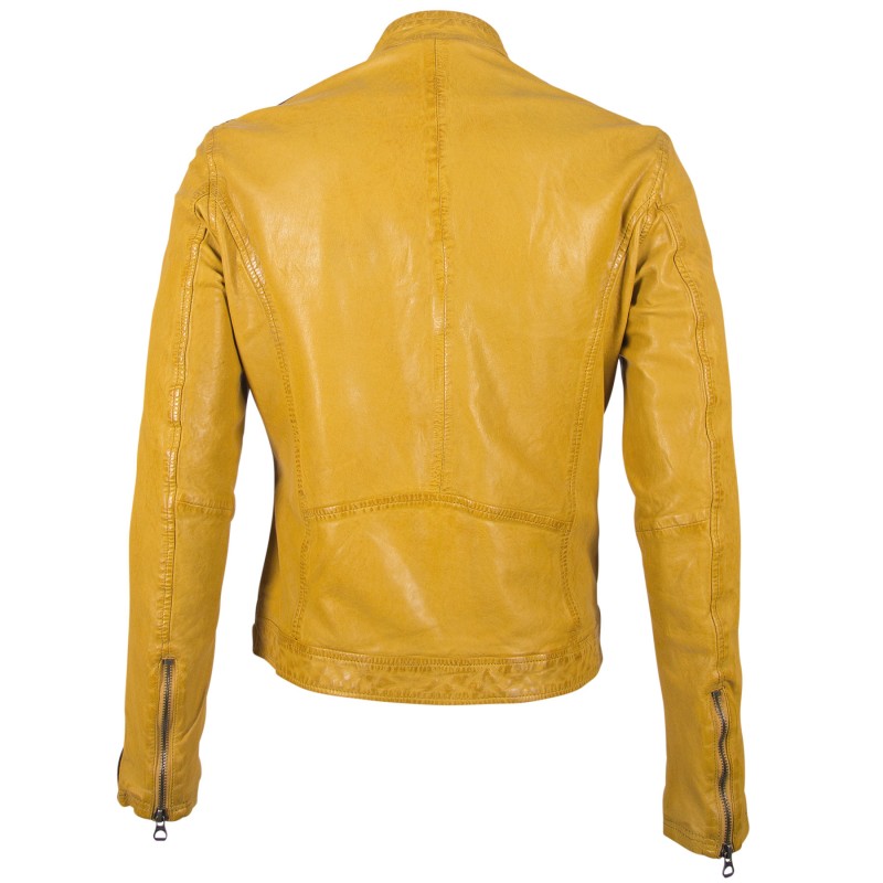 Geaca de Piele Naturala Barbati Gipsy Galbena GBFlori LAROV – IMBRACAMINTE