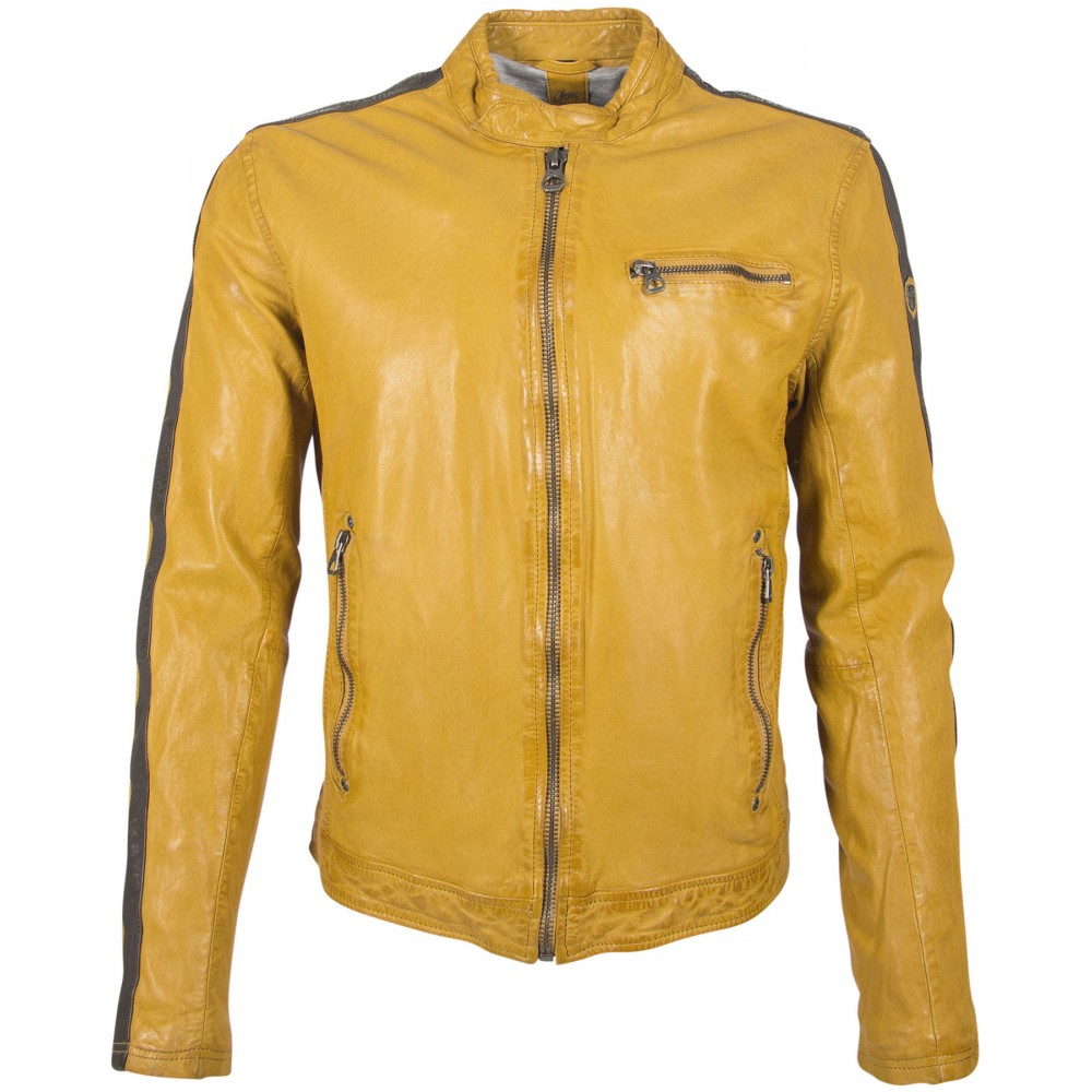 Geaca de Piele Naturala Barbati Gipsy Galbena GBFlori LAROV - readytowear