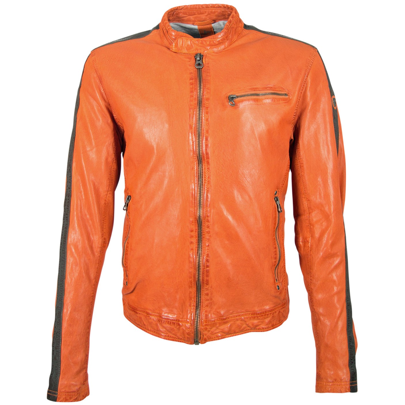 Geaca de Piele Naturala Barbati Gipsy Portocalie GBFlori LAROV – IMBRACAMINTE