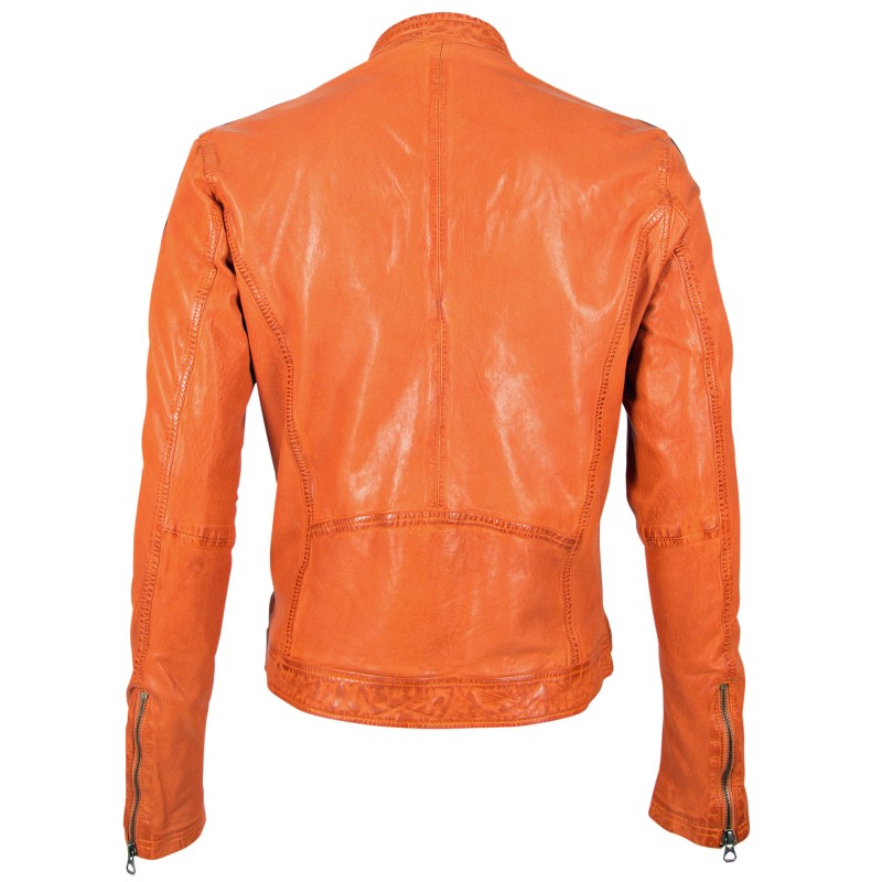 Geaca de Piele Naturala Barbati Gipsy Portocalie GBFlori LAROV – IMBRACAMINTE