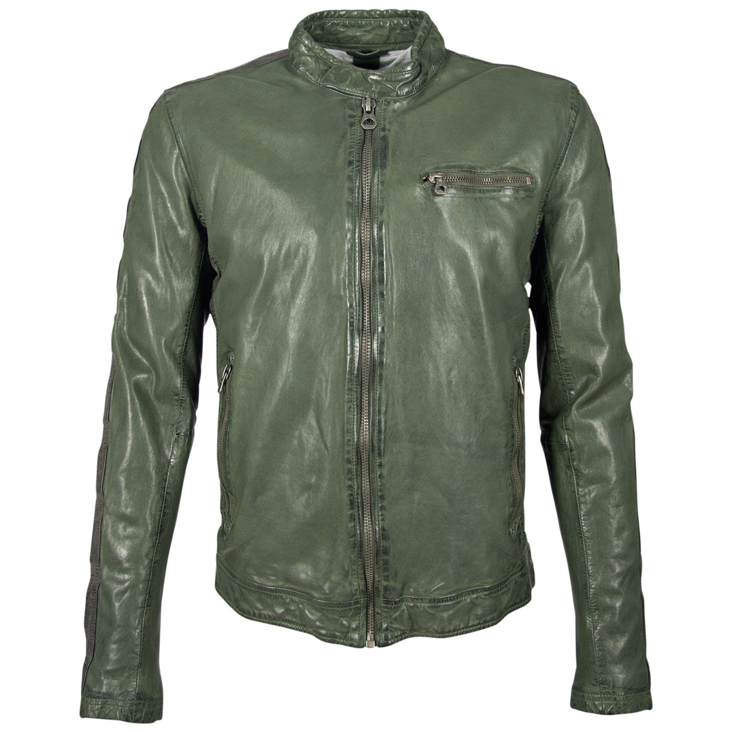 Geaca de Piele Naturala Barbati Gipsy Verde GBFlori LAROV – IMBRACAMINTE