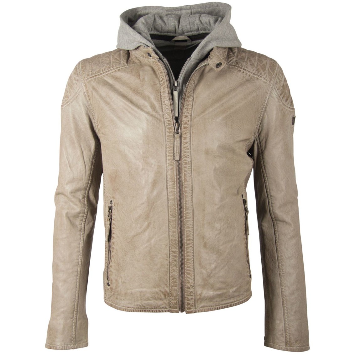 Geaca de Piele Barbati Gipsy Gri Deschis GBFlynt NSLVV – Black Friday