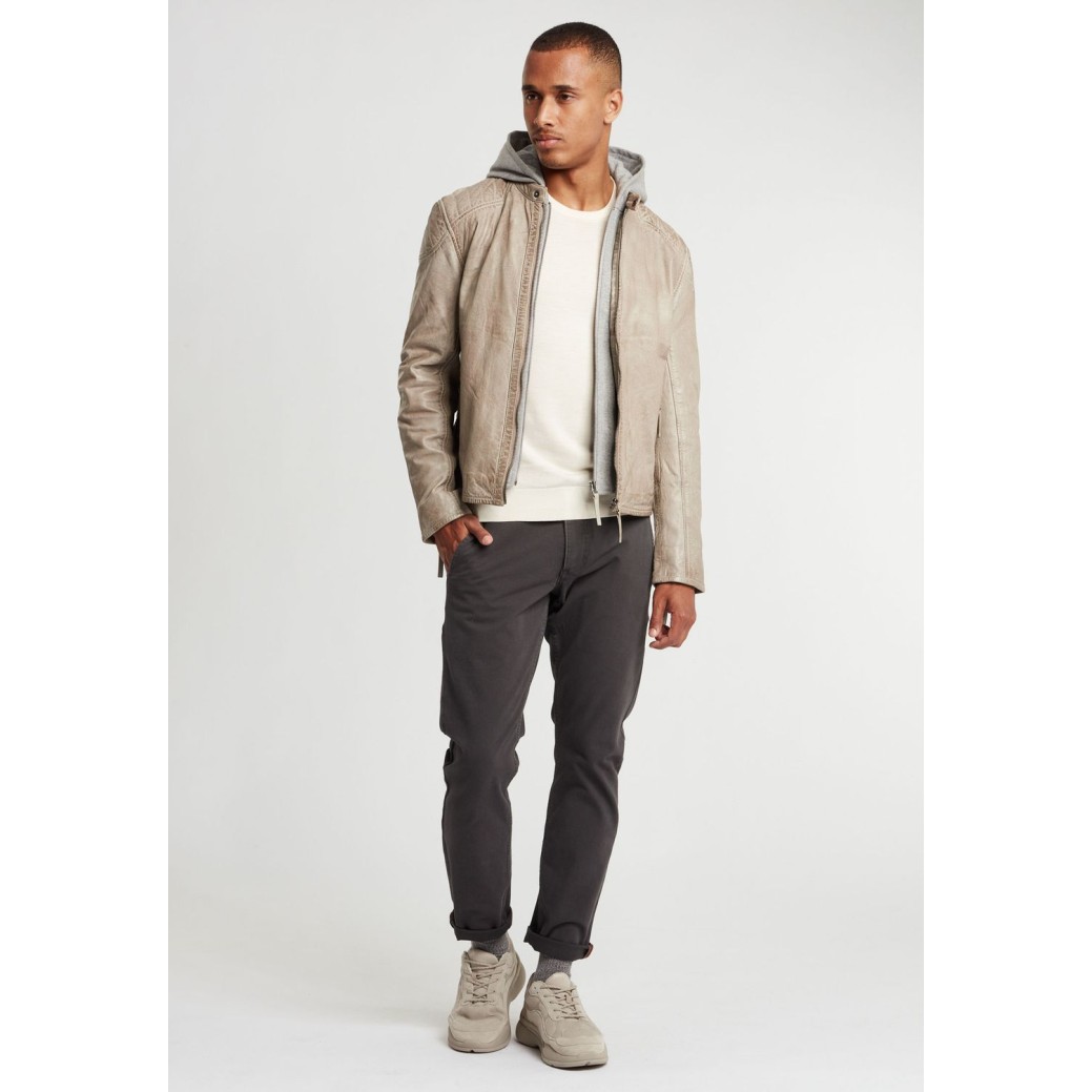 Geaca de Piele Barbati Gipsy Gri Deschis GBFlynt NSLVV – Black Friday