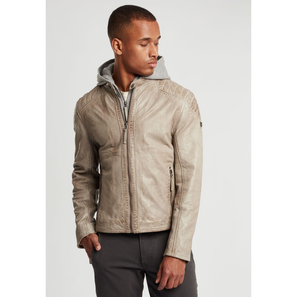 Geaca de Piele Barbati Gipsy Gri Deschis GBFlynt NSLVV – Black Friday