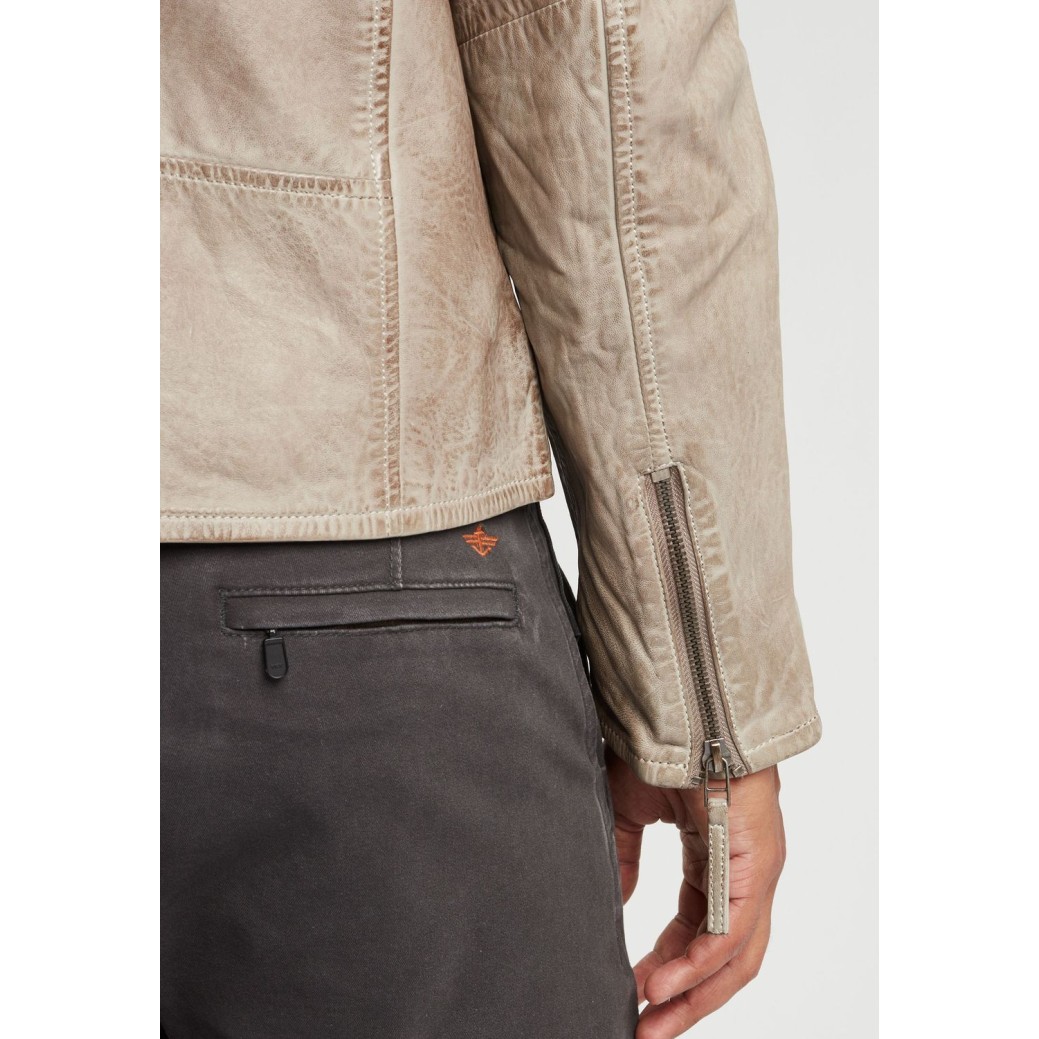 Geaca de Piele Barbati Gipsy Gri Deschis GBFlynt NSLVV – Black Friday