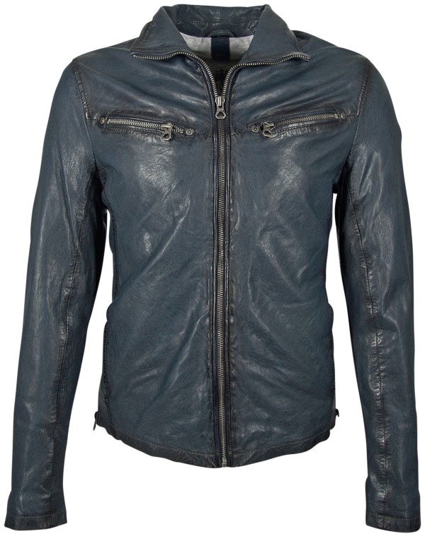 Geaca de Piele Naturala Barbati Gipsy Bleumarin GBGaines SF LAJORV – Black Friday — fotografia 1