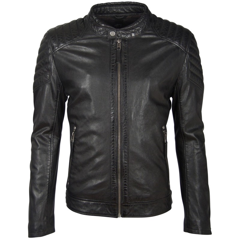 Geaca de Piele Naturala Barbati Gipsy Neagra GBGalton LEGV – Black Friday