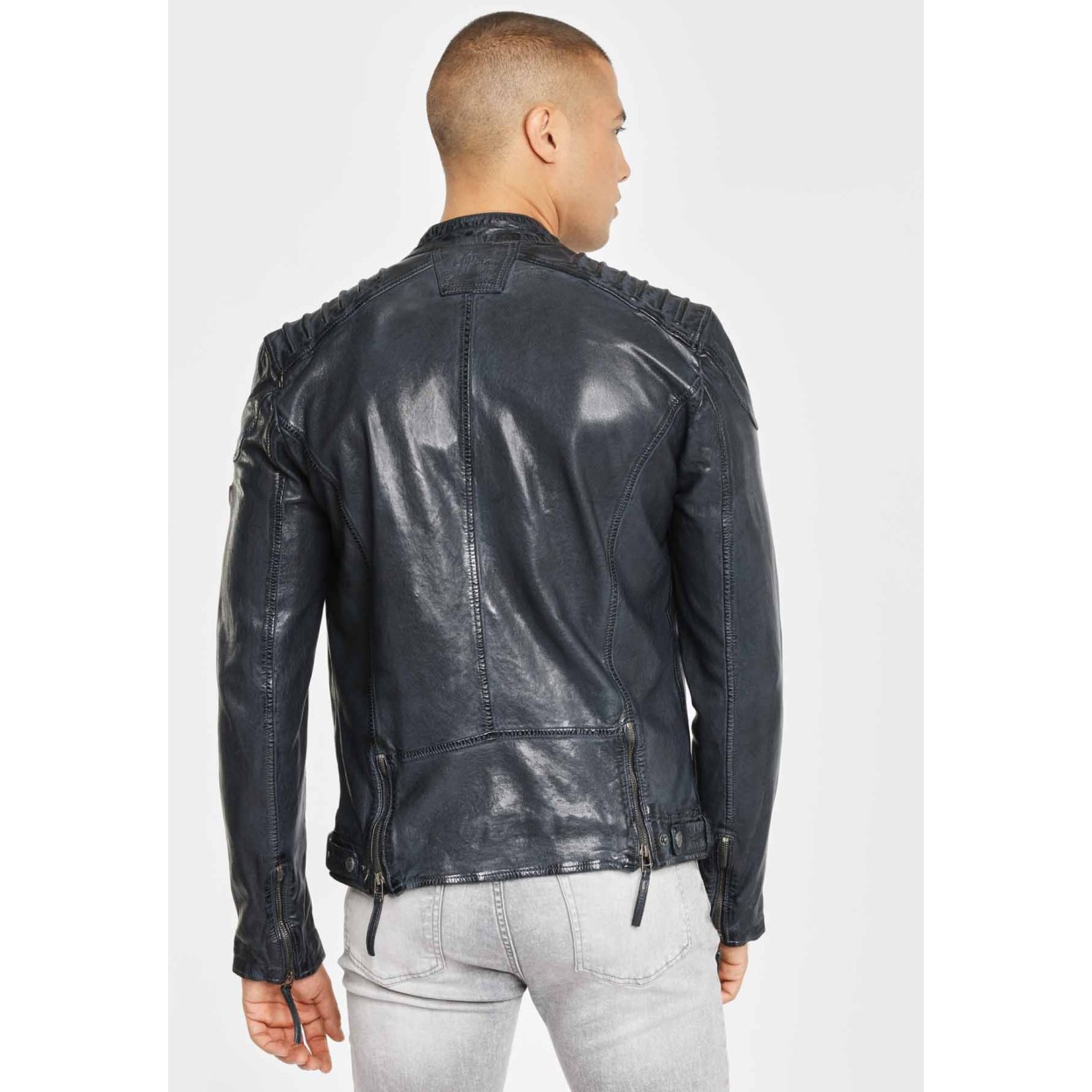 Geaca de Piele Naturala Barbati Gipsy Bleumarin GBGambler SF LVTW – IMBRACAMINTE