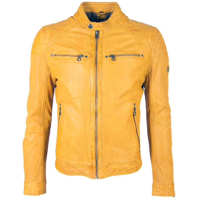 Geaca de Piele Naturala Barbati Gipsy Galbena GBGorey LAGAV – IMBRACAMINTE