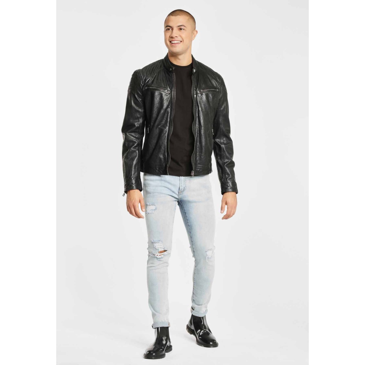 Geaca de Piele Naturala Barbati Gipsy Neagra GBGorey LAGAV – IMBRACAMINTE