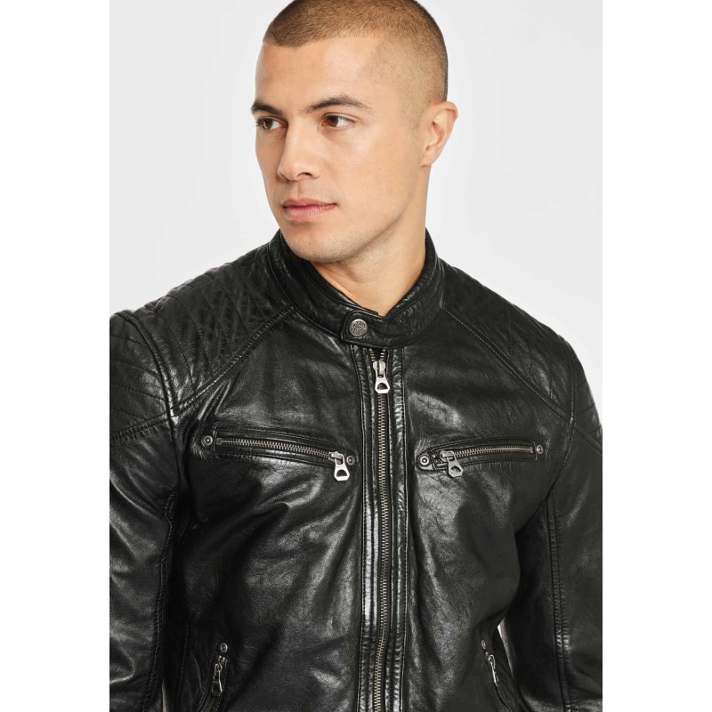 Geaca de Piele Naturala Barbati Gipsy Neagra GBGorey LAGAV – IMBRACAMINTE