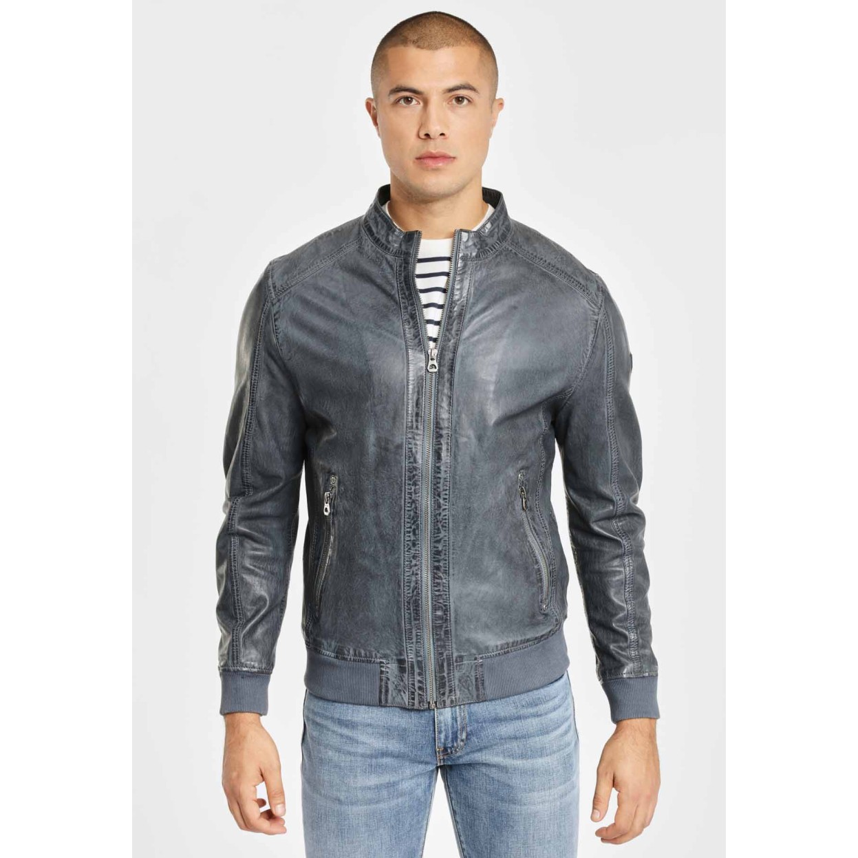 Geaca de Piele Naturala Barbati Gipsy Bleumarin GBGrahan LDRV – IMBRACAMINTE