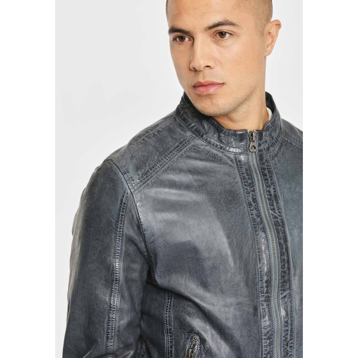 Geaca de Piele Naturala Barbati Gipsy Bleumarin GBGrahan LDRV – IMBRACAMINTE