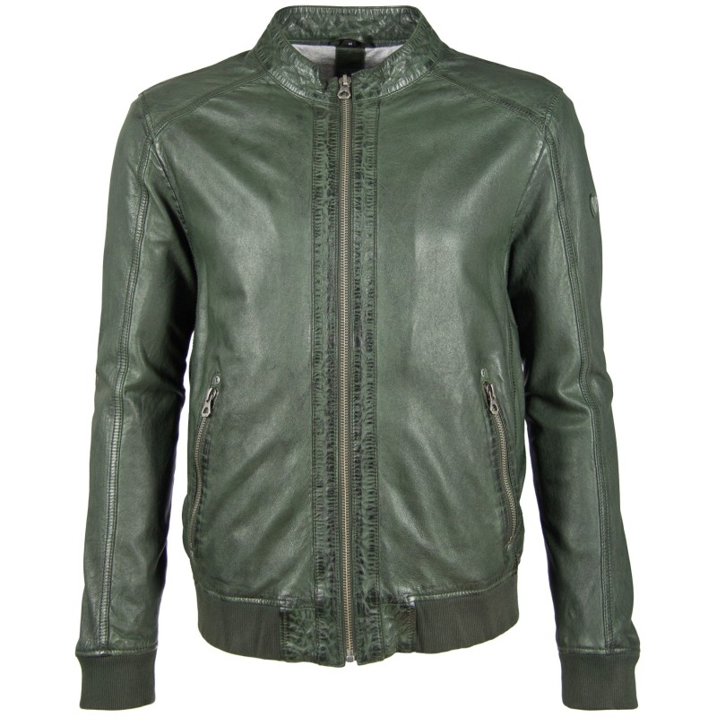 Geaca de Piele Naturala Barbati Gipsy Verde Inchis GBGrahan LDRV – IMBRACAMINTE