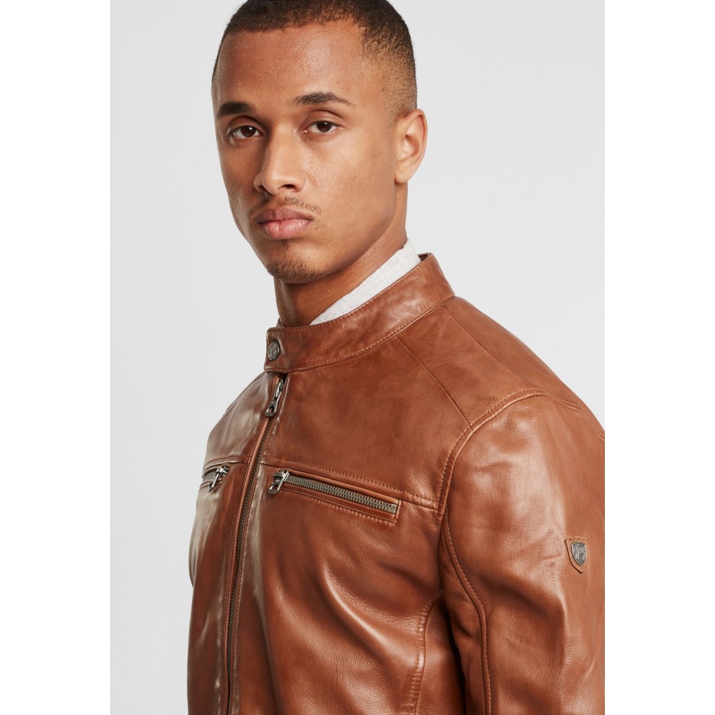 Geaca de Piele Naturala Barbati Gipsy Coniac GBJon LANIV – IMBRACAMINTE