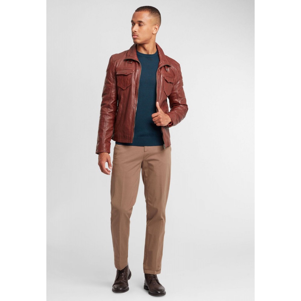 Geaca de Piele Barbati Gipsy Coniac Inchis GBLenno SF NSLVV geci de piele - readytowear.ro