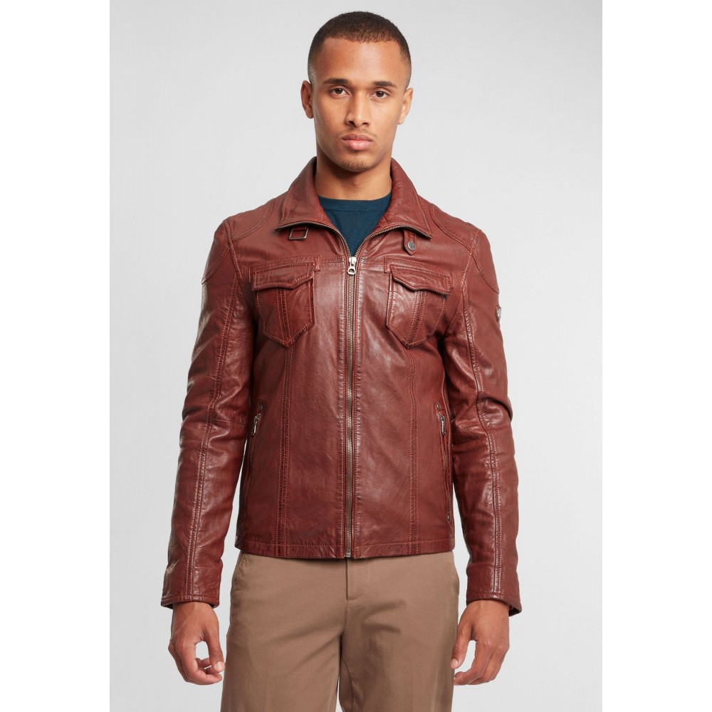 Geaca de Piele Barbati Gipsy Coniac Inchis GBLenno SF NSLVV geci de piele - readytowear.ro