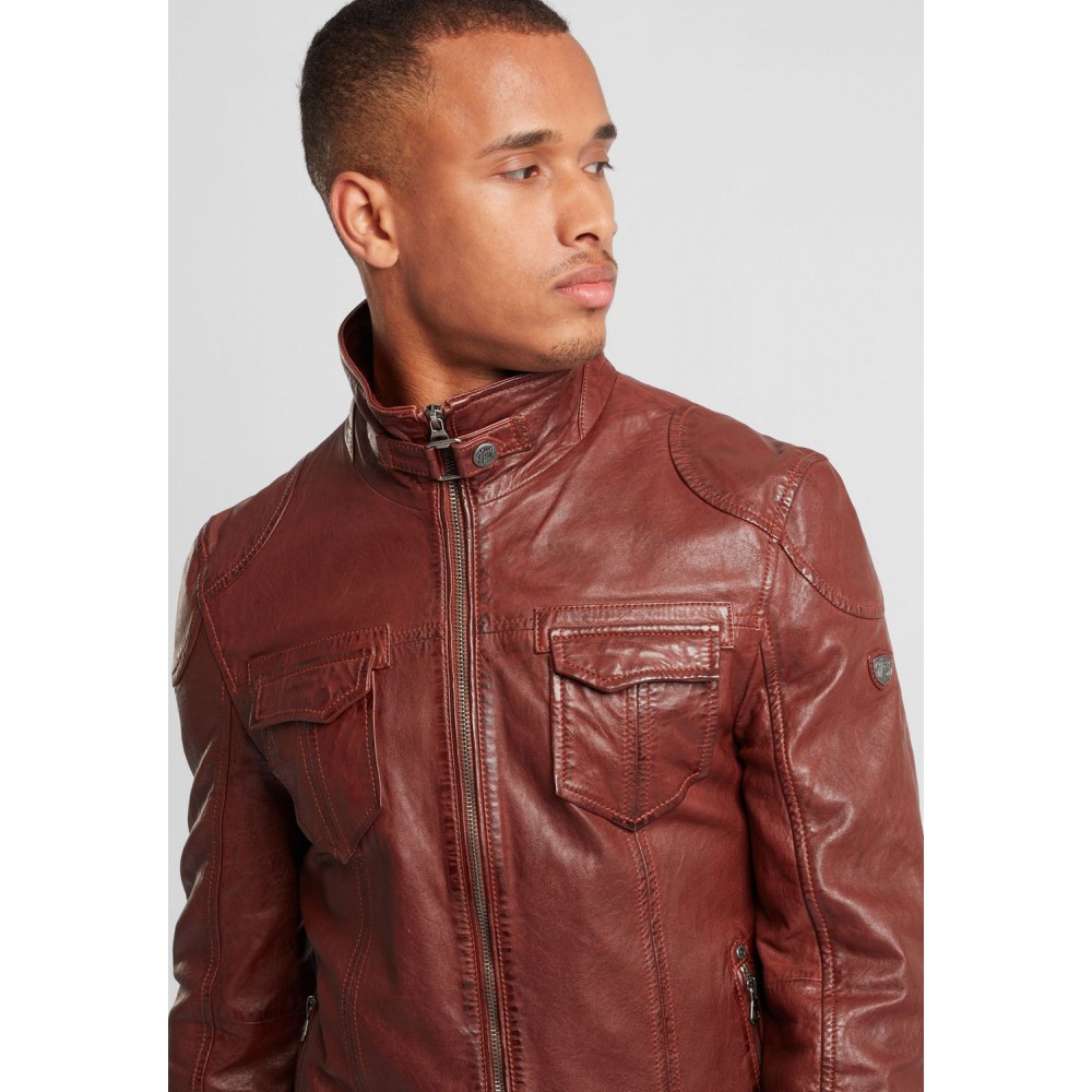 Geaca de Piele Barbati Gipsy Coniac Inchis GBLenno SF NSLVV geci de piele - readytowear.ro