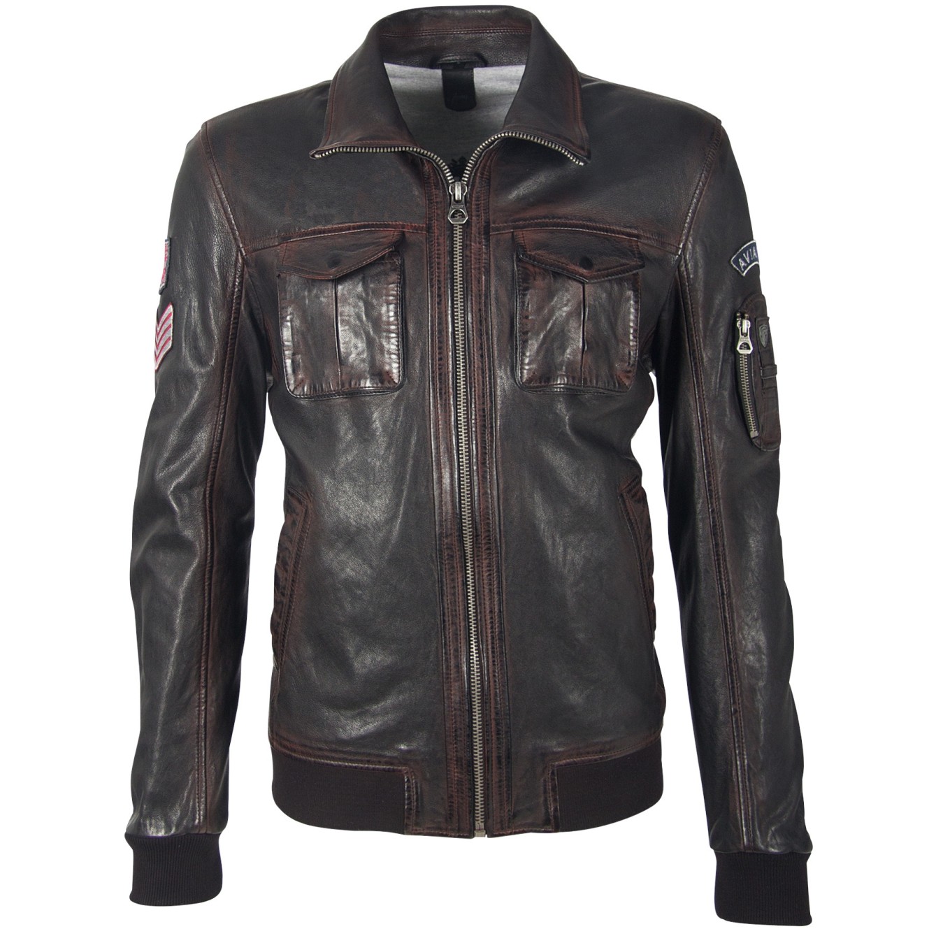 Geaca de Piele Naturala Barbati Gipsy Negru/Visiniu GBMaic LAJORV – IMBRACAMINTE