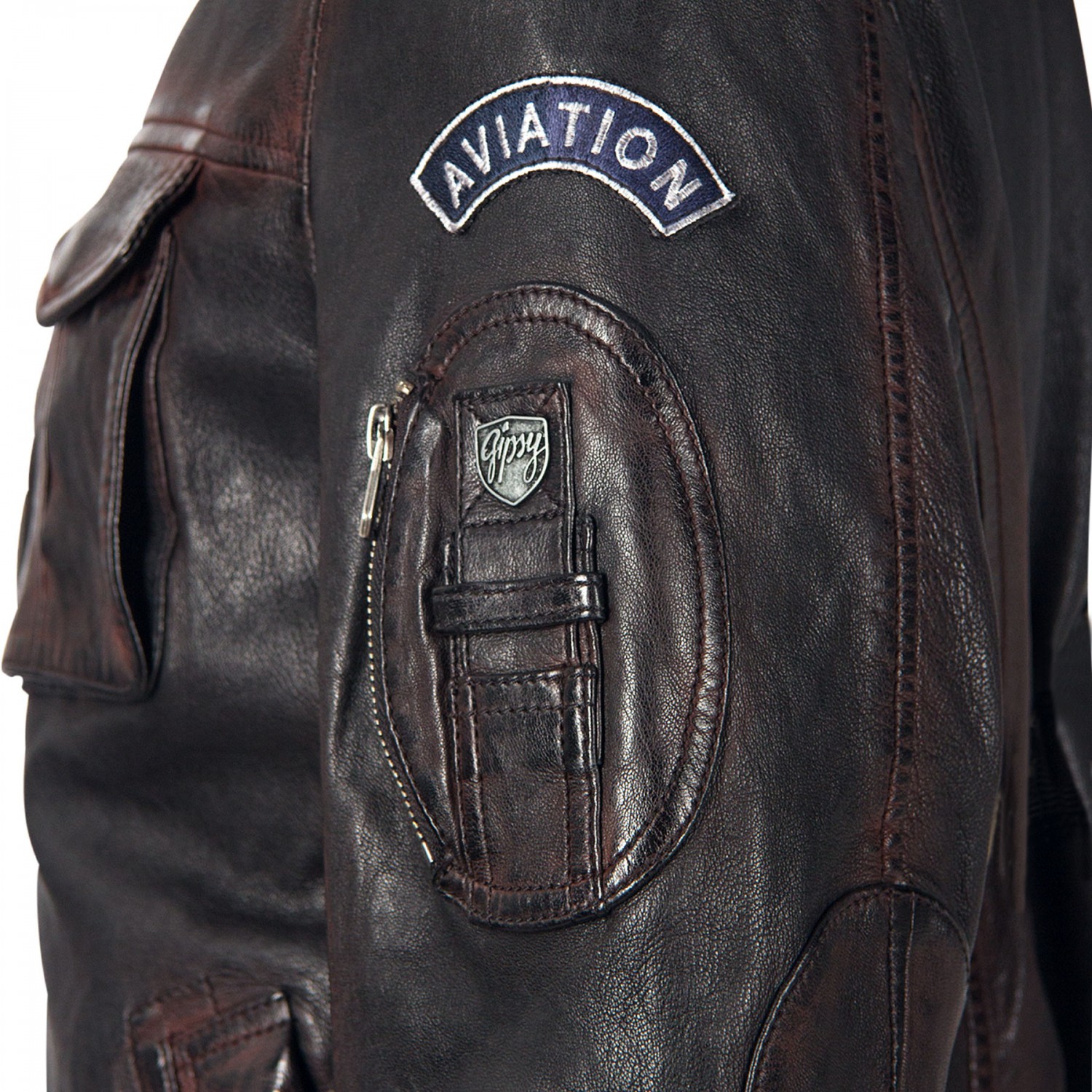 Geaca de Piele Naturala Barbati Gipsy Negru/Visiniu GBMaic LAJORV – IMBRACAMINTE