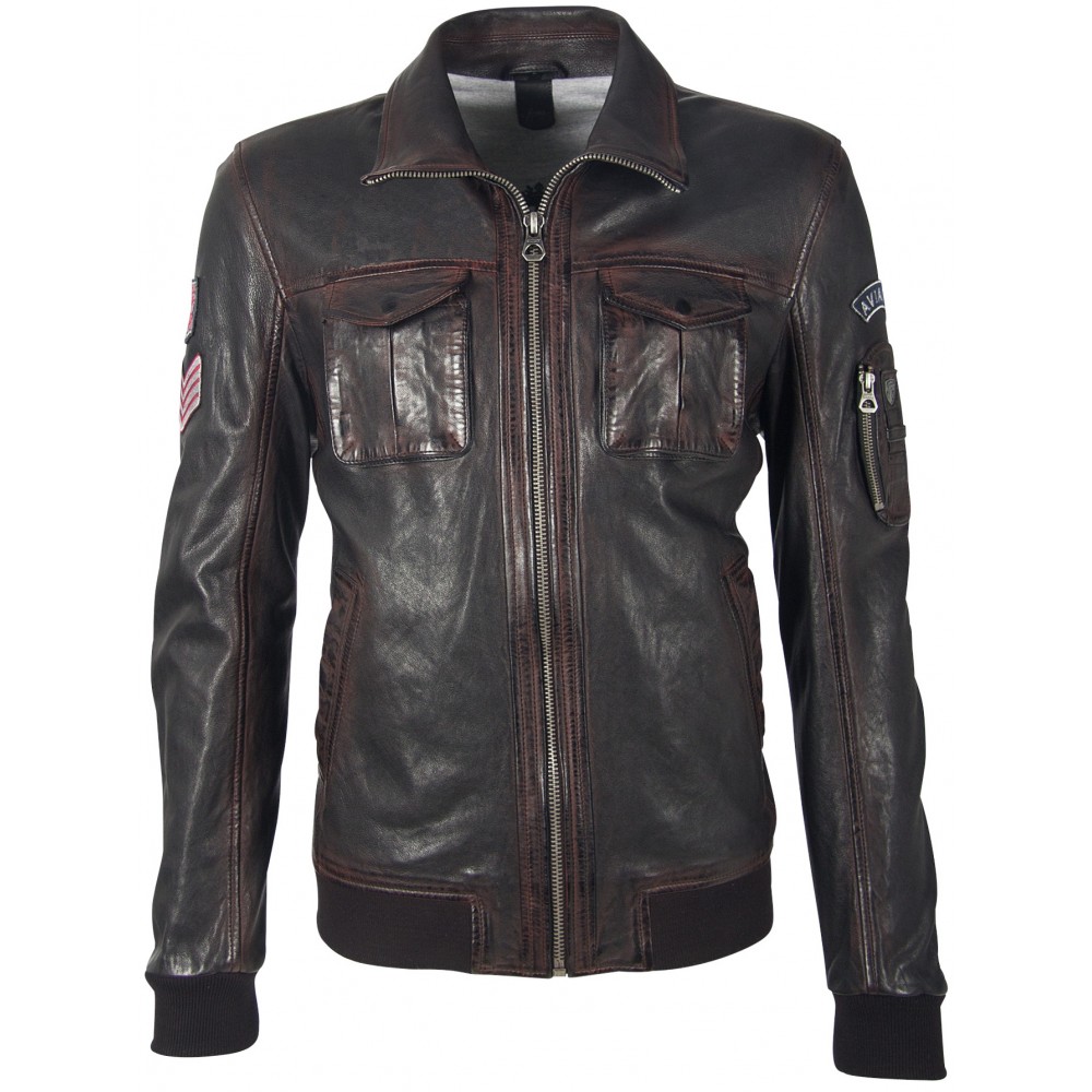 Geaca de Piele Naturala Barbati Gipsy Negru/Visiniu GBMaic LAJORV Geaca de Piele Naturala Barbati Gipsy Negru/Visiniu GBMaic LAJORV - readytowear