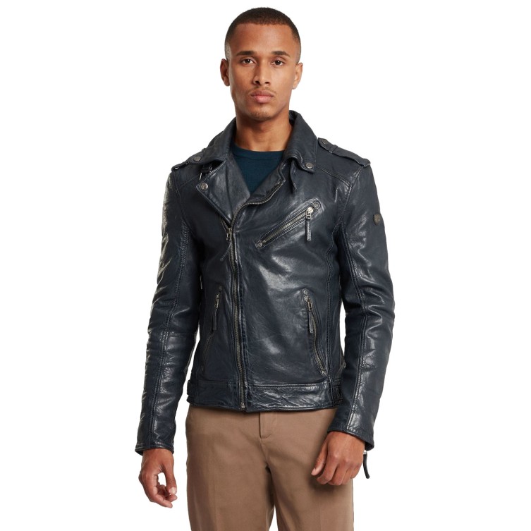 Geaca de Piele Naturala Barbati Gipsy Bleumarin/Negru GBMalic SF STUV – IMBRACAMINTE