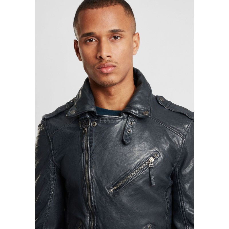 Geaca de Piele Naturala Barbati Gipsy Bleumarin/Negru GBMalic SF STUV – IMBRACAMINTE