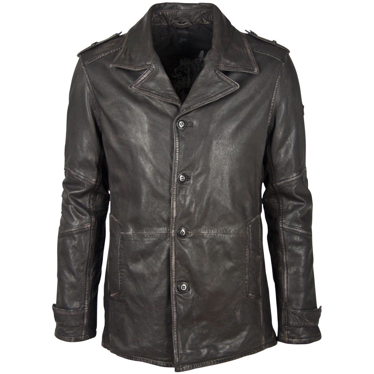 Geaca Lunga de Piele Naturala Barbati Gipsy Negru Antic GBMat NSLAV W – Black Friday