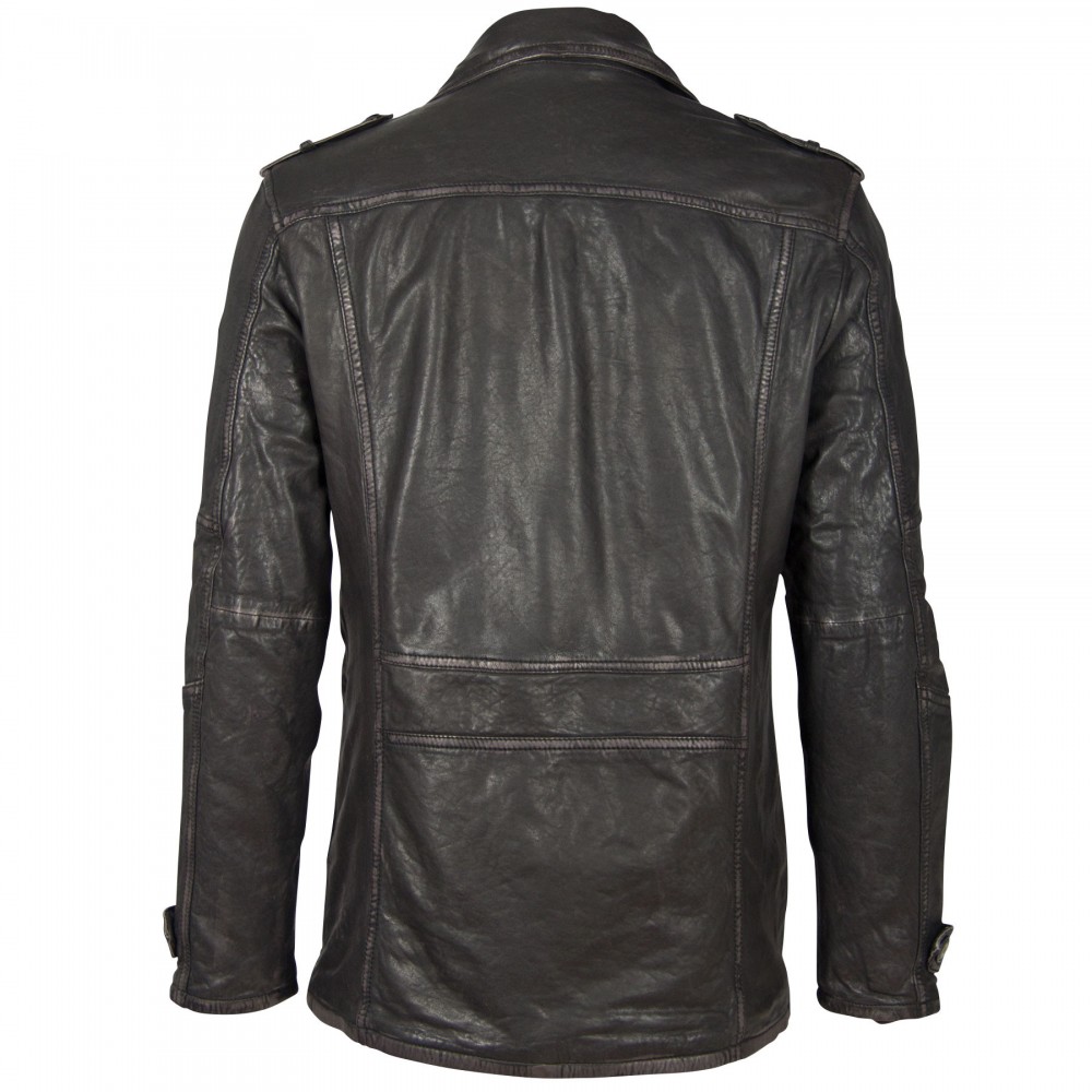 Geaca Lunga de Piele Naturala Barbati Gipsy Negru Antic GBMat NSLAV W Geaca Lunga de Piele Naturala Barbati Gipsy Negru Antic GBMat NSLAV W - readytowear.ro