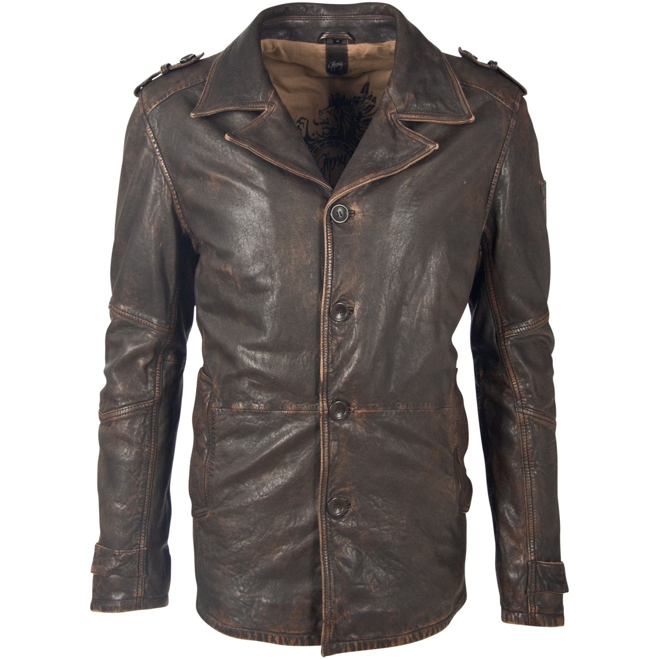 Geaca Lunga de Piele Naturala Barbati Gipsy Maro Antic GBMat NSLAV W – IMBRACAMINTE