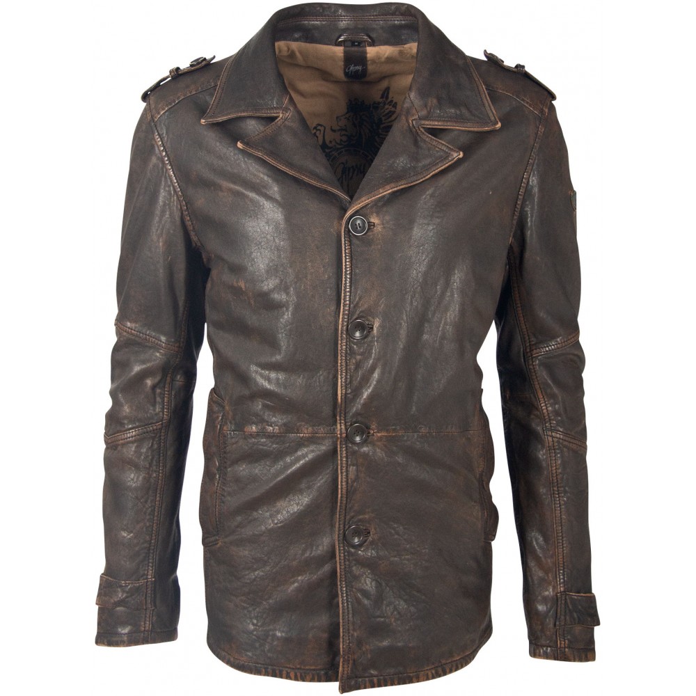 Geaca Lunga de Piele Naturala Barbati Gipsy Maro Antic GBMat NSLAV W Geaca Lunga de Piele Naturala Barbati Gipsy Maro Antic GBMat NSLAV W - readytowear
