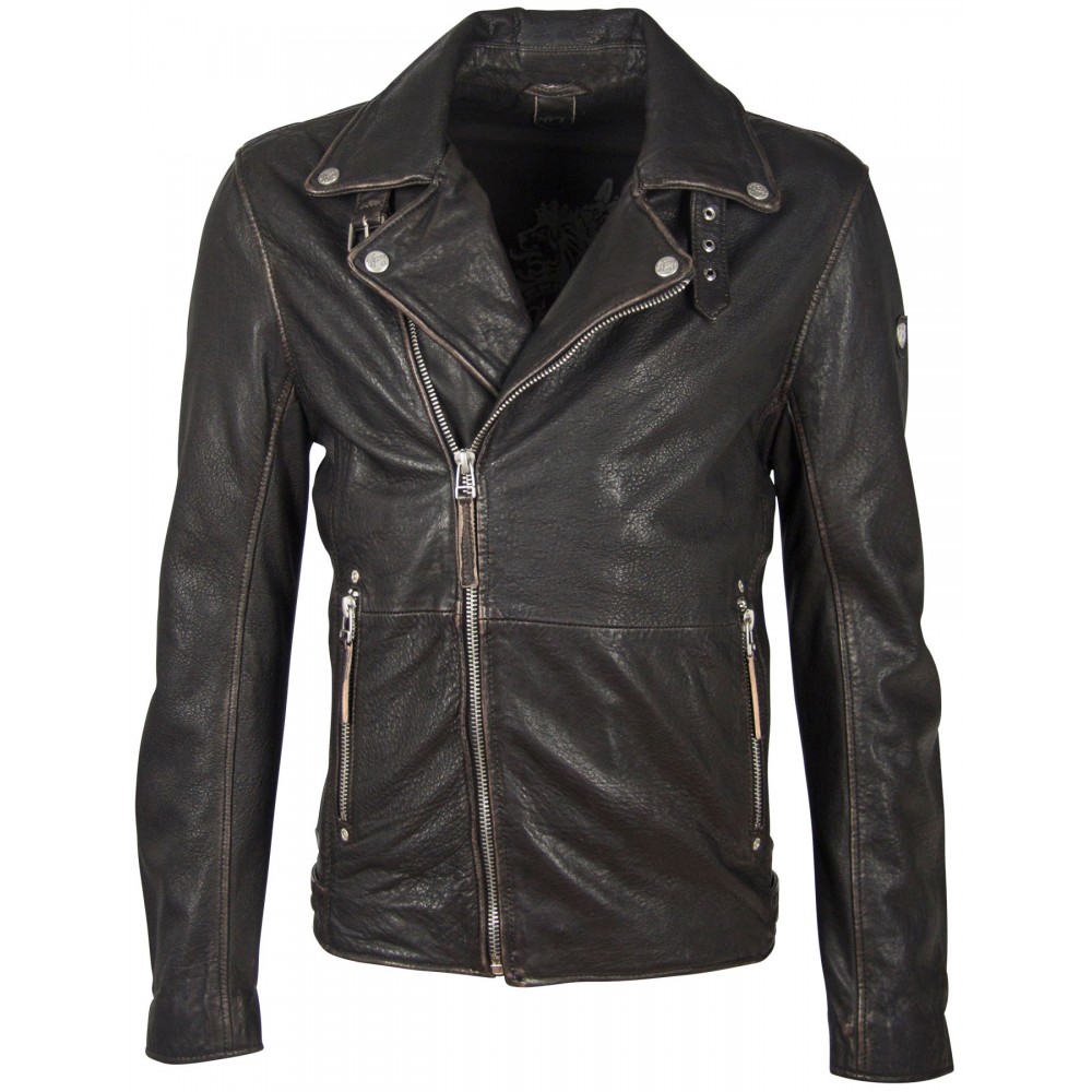 Geaca de Piele Naturala Barbati Gipsy Negru Antic GBMavric SF NSLAV - readytowear