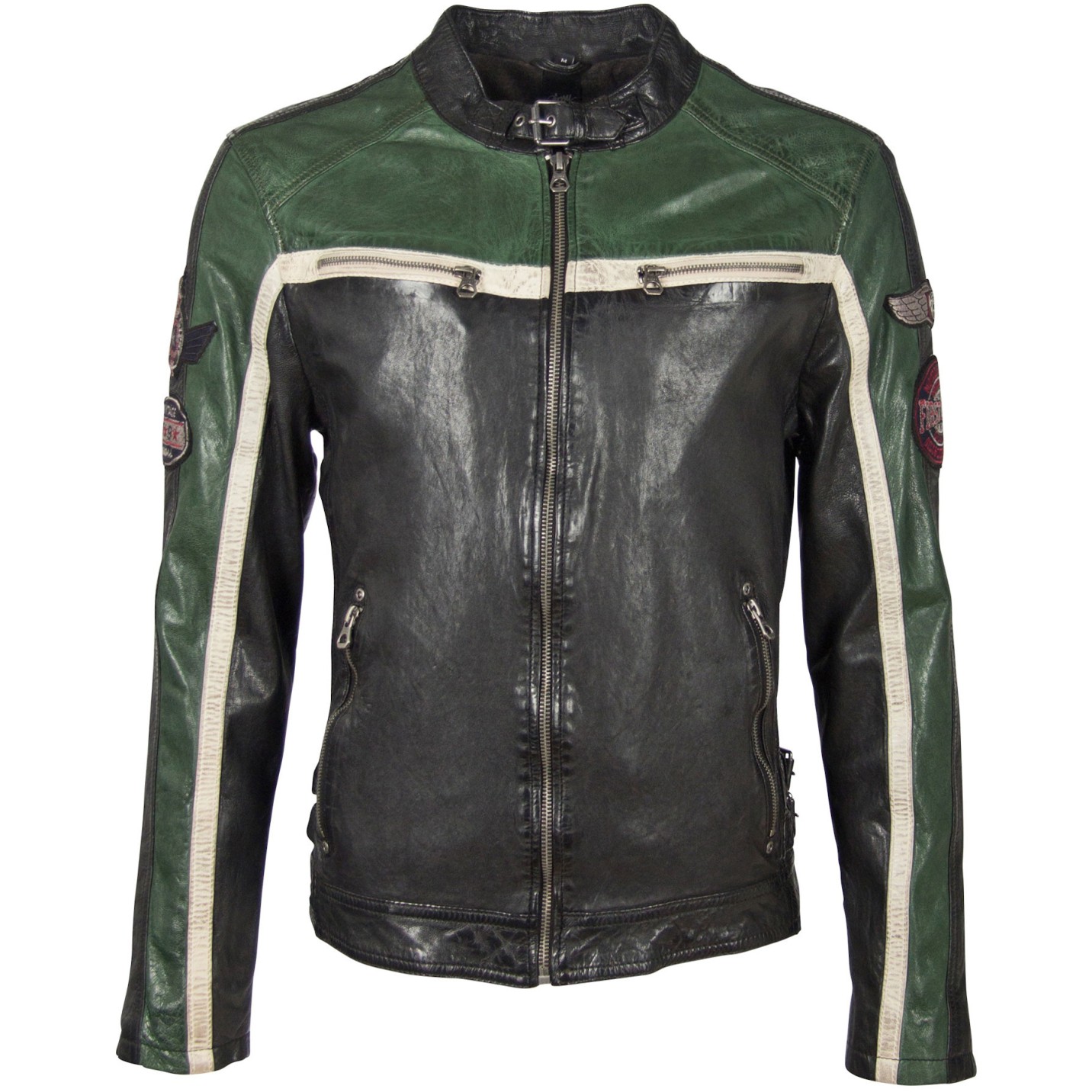 Geaca de Piele Naturala Barbati Gipsy Negru/Verde/Alb Murdar GBMyles LACAV – Black Friday Geaca de Piele Naturala Barbati Gipsy Negru/Verde/Alb Murdar GBMyles LACAV – Black Friday