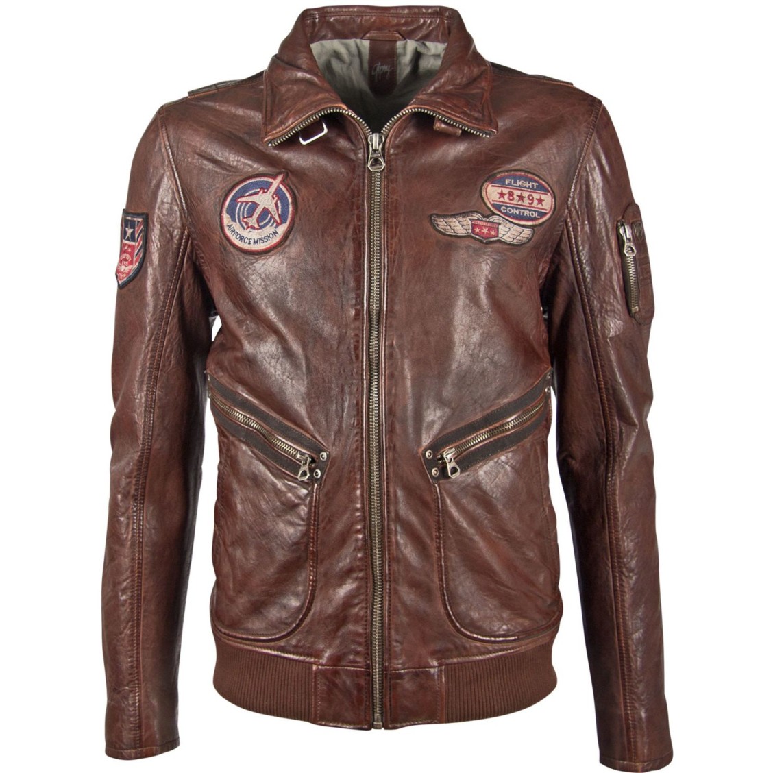 Geaca de Piele Naturala Barbati Gipsy Castanie GBPiper STUV – IMBRACAMINTE