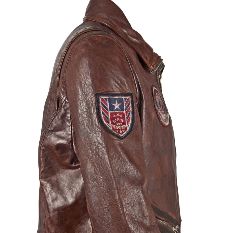 Geaca de Piele Naturala Barbati Gipsy Castanie GBPiper STUV – IMBRACAMINTE