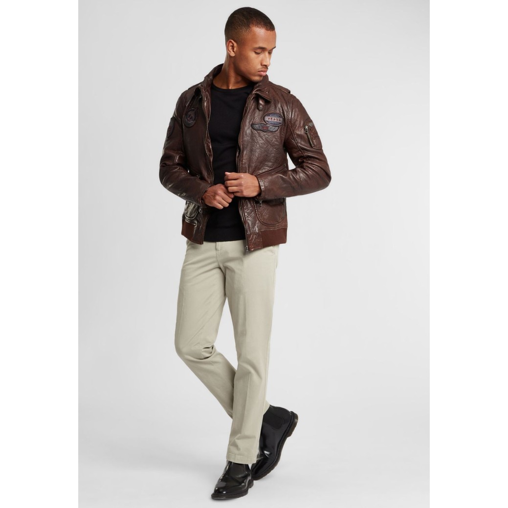 Geaca de Piele Naturala Barbati Gipsy Castanie GBPiper STUV – IMBRACAMINTE