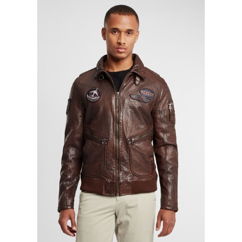 Geaca de Piele Naturala Barbati Gipsy Castanie GBPiper STUV – IMBRACAMINTE