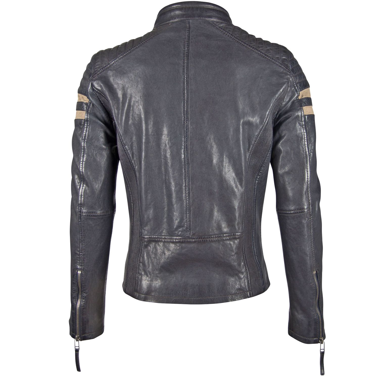 Geaca de Piele Naturala Barbati Gipsy Bleumarin/Bej GBReeve SF LATOV – IMBRACAMINTE