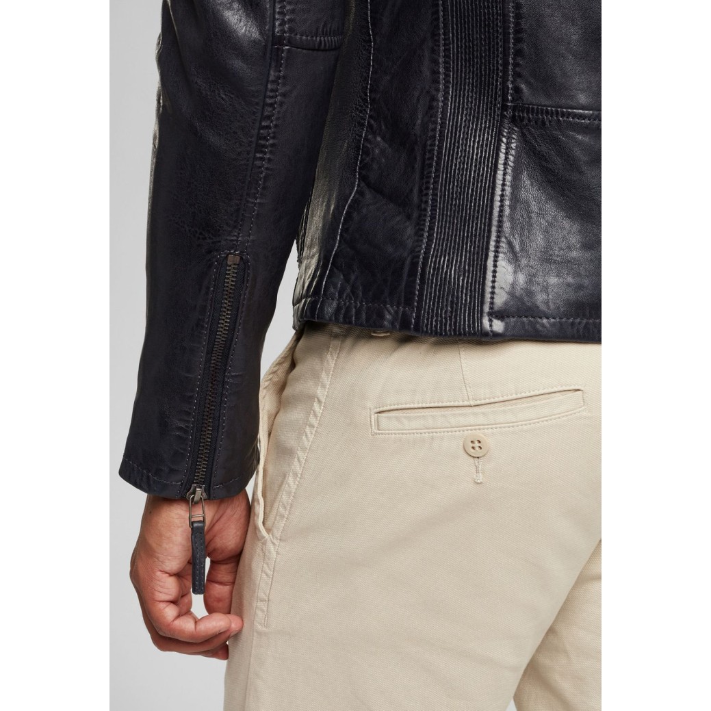 Geaca de Piele Naturala Barbati Gipsy Bleumarin/Bej GBReeve SF LATOV – IMBRACAMINTE