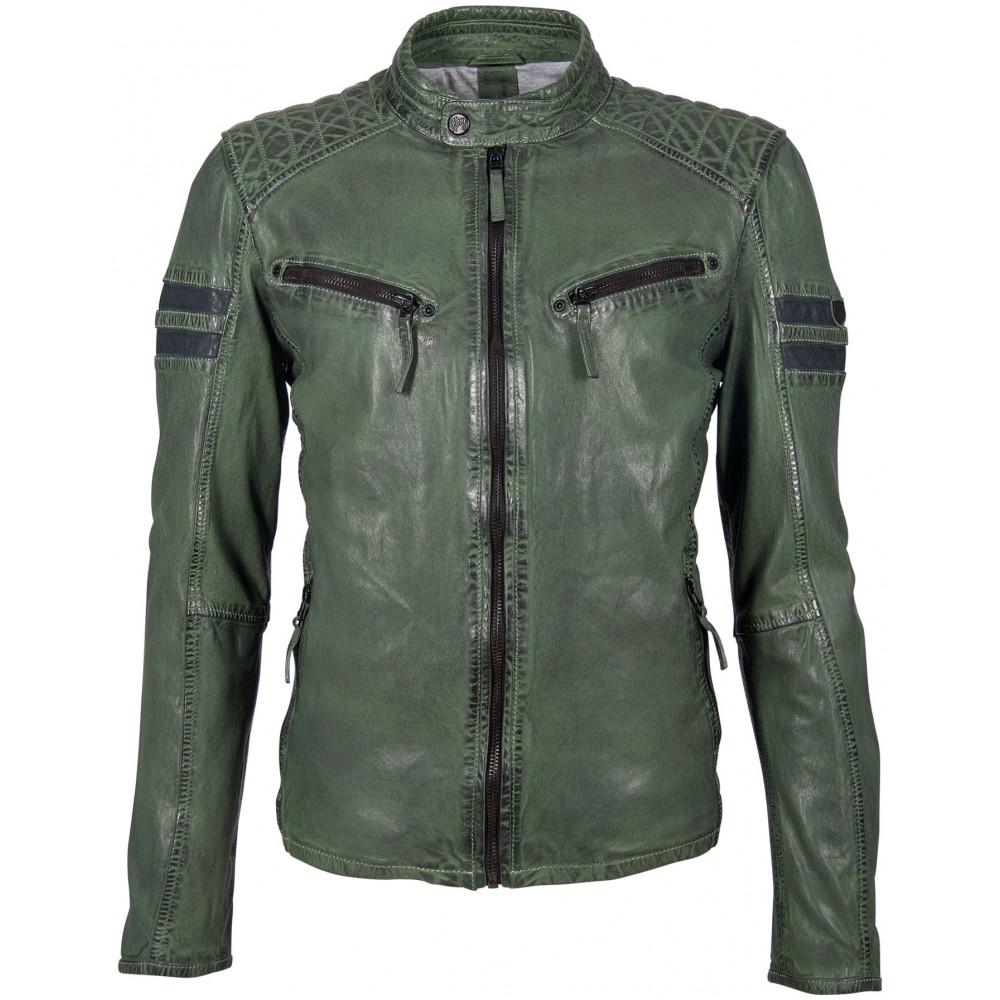 Geaca de Piele Naturala Barbati Gipsy Verde Inchis GBRemmy SF LACAV - readytowear