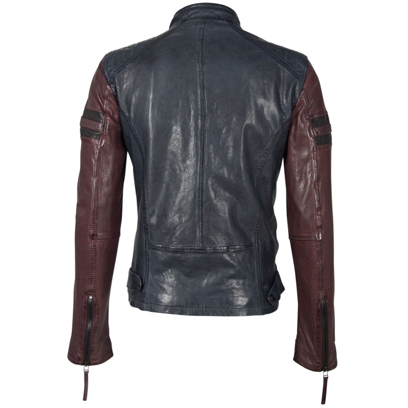 Geaca de Piele Barbati Gipsy Bleumarin/Visiniu GBRiccy SF LACAV – IMBRACAMINTE