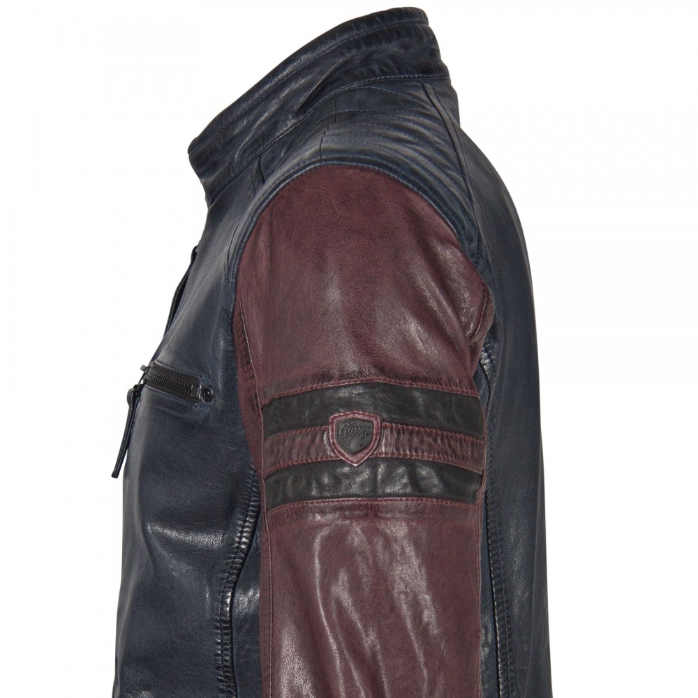 Geaca de Piele Barbati Gipsy Bleumarin/Visiniu GBRiccy SF LACAV Geaca de Piele Barbati Gipsy Bleumarin/Visiniu GBRiccy SF LACAV - readytowear.ro