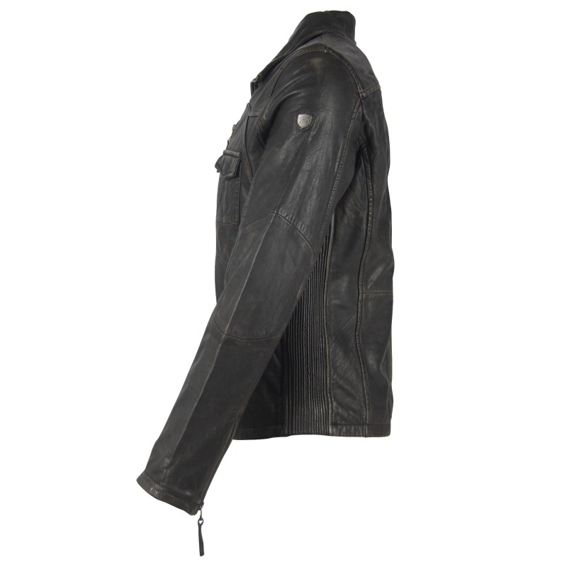 Geaca de Piele Naturala Barbati Gipsy Negru Antic GBRufford SF NSLAV – IMBRACAMINTE