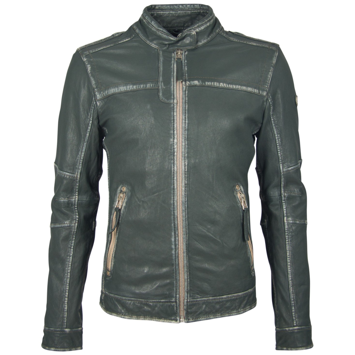 Geaca de Piele Naturala Barbati Gipsy Verde Inchis GBRyder SF LULV – IMBRACAMINTE