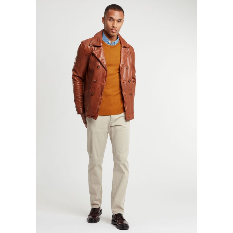 Geaca de Piele Naturala Barbati Gipsy Coniac GBSeaton S21 STUV – IMBRACAMINTE