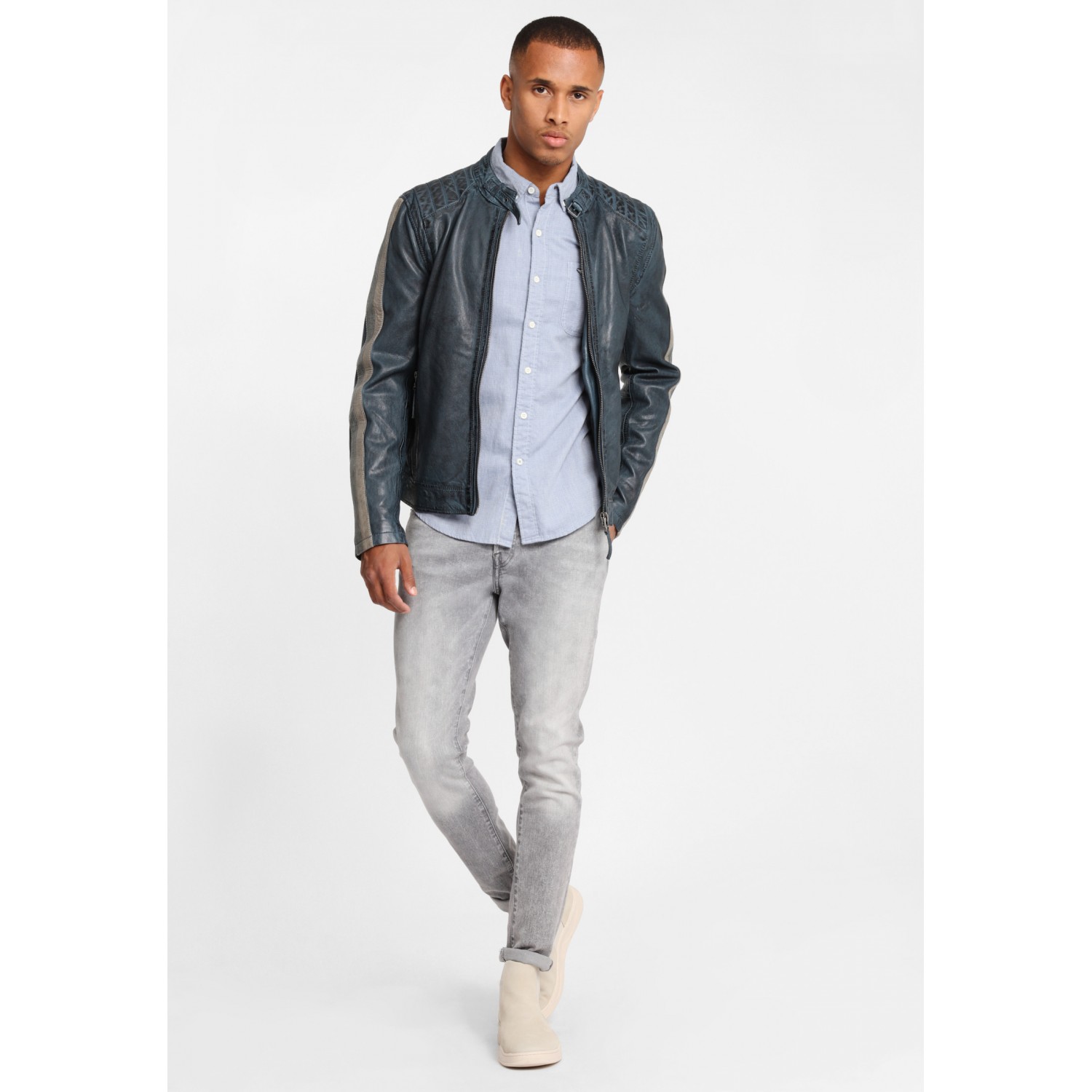 Geaca de Piele Barbati Gipsy Bleumarin GBTrevis SF LEGV – IMBRACAMINTE