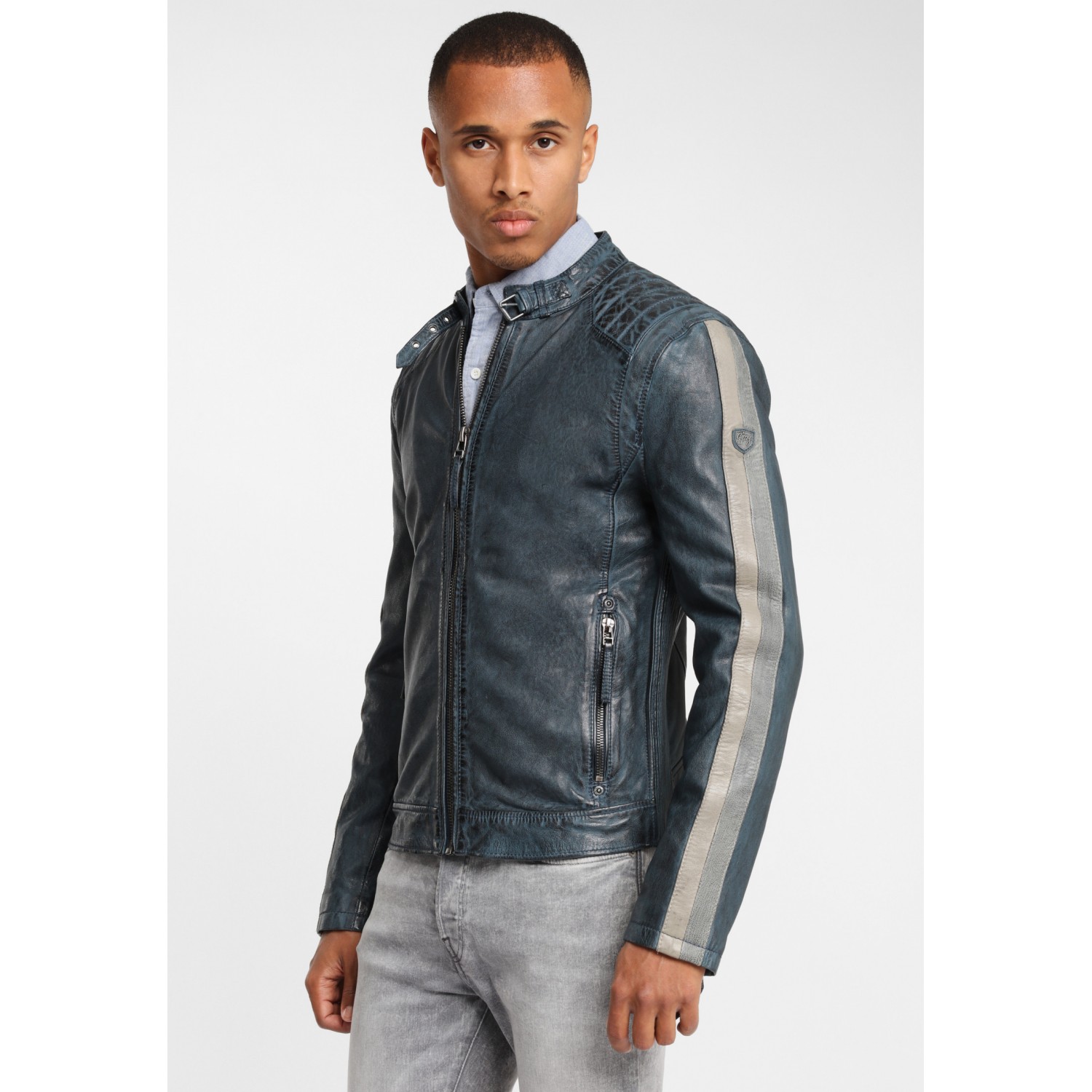 Geaca de Piele Barbati Gipsy Bleumarin GBTrevis SF LEGV – IMBRACAMINTE