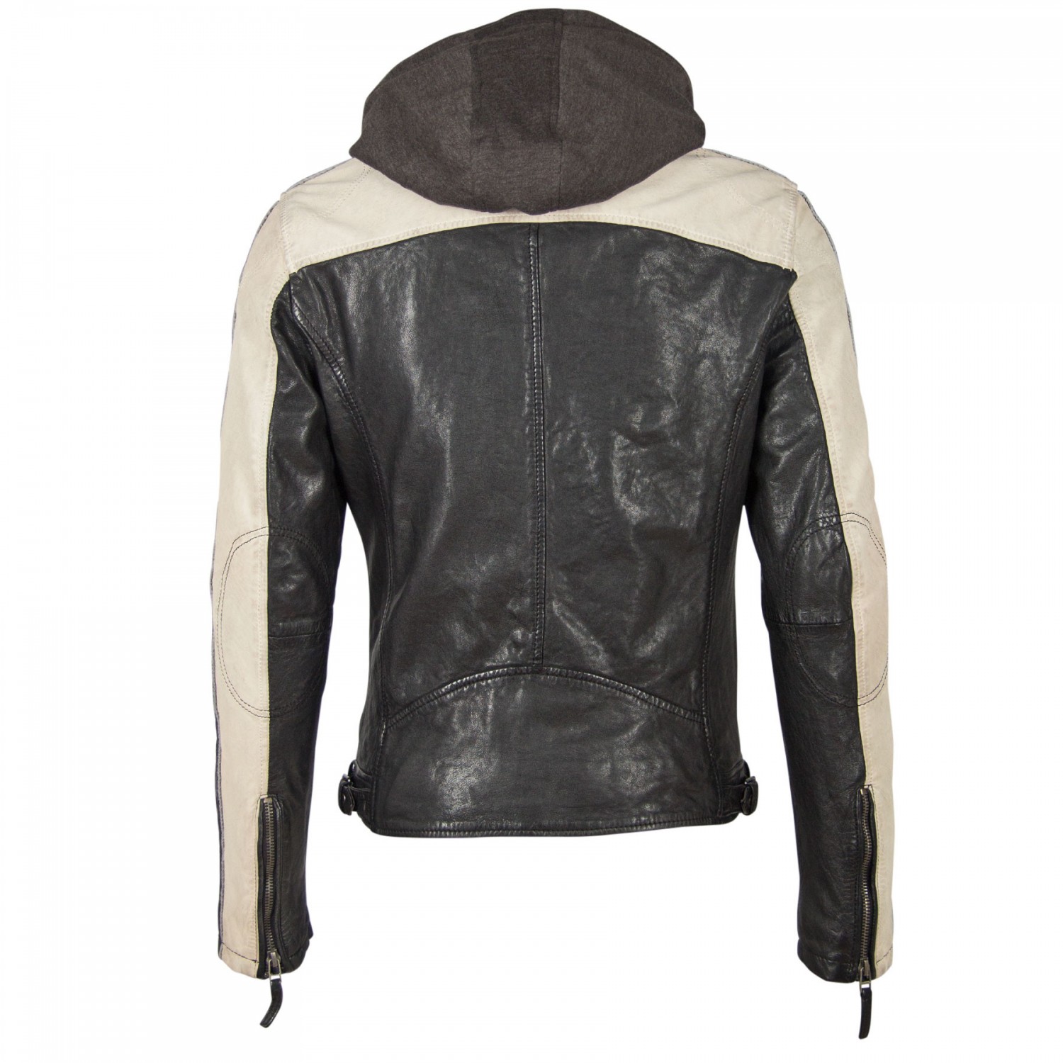 Geaca de Piele Naturala Barbati Gipsy Negru/Alb Murdar GBTroon 2 SF LACAV – IMBRACAMINTE